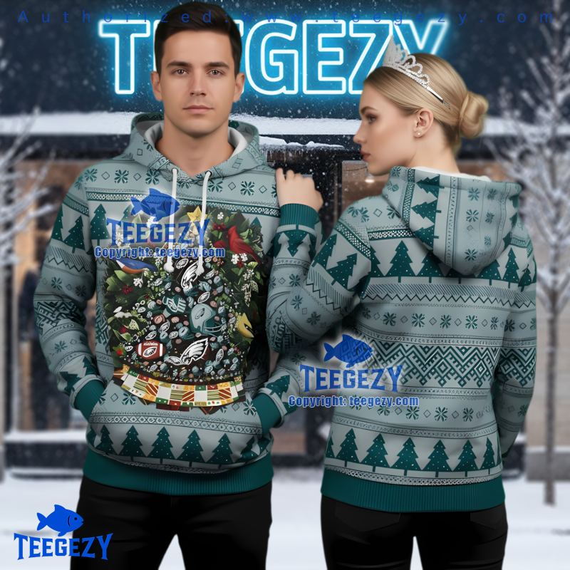 Philadelphia Eagles Snoopy Woodstock Ugly Christmas 3D Hoodie Philadelphia Eagles Snoopy Woodstock Ugly Christmas 3D Hoodie