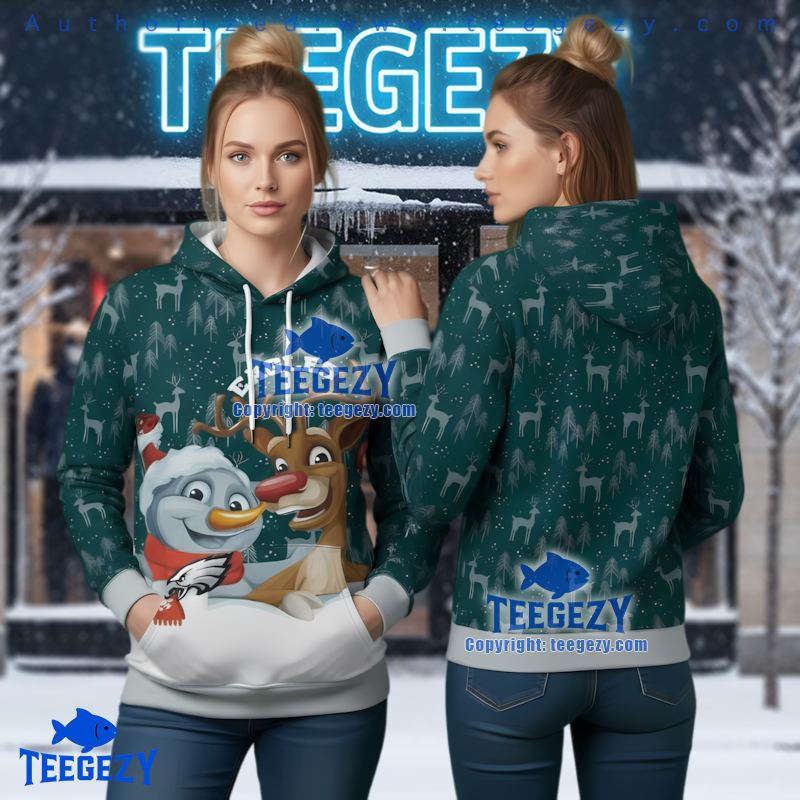 Philadelphia Eagles Snowman Reindeer Ugly Christmas 3D Hoodie