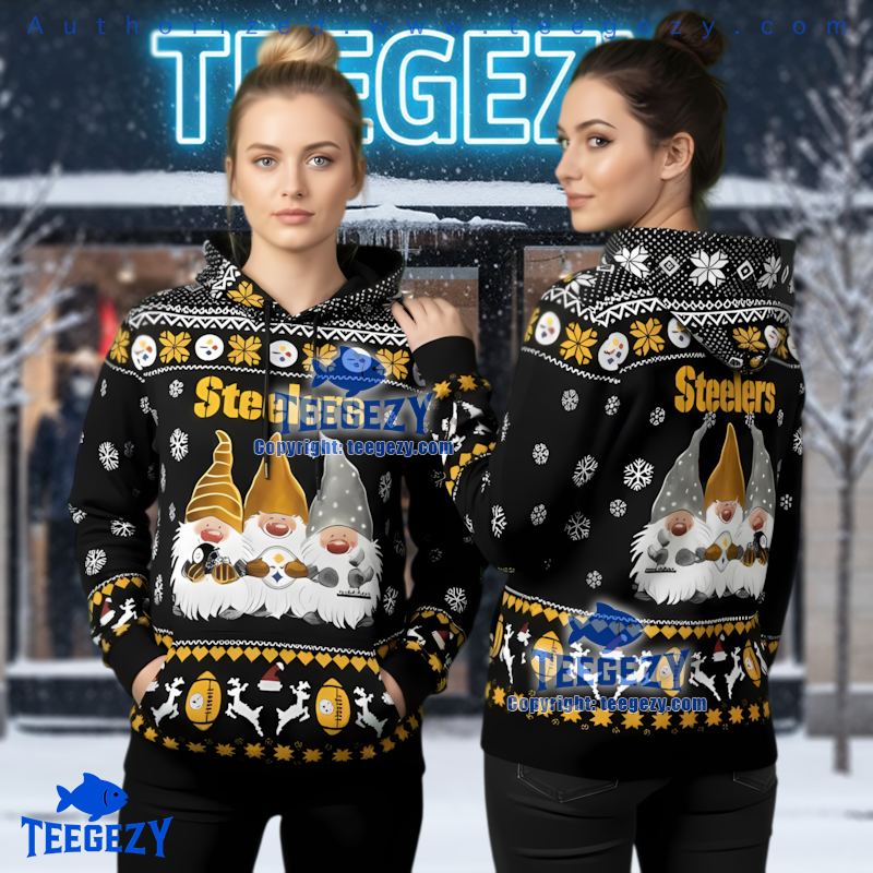 Pittsburgh Steelers Christmas Gnomes Ugly Christmas 3D Hoodie