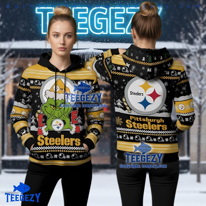 Pittsburgh Steelers Baby Yoda Grogu Football Ugly Christmas 3D Hoodie