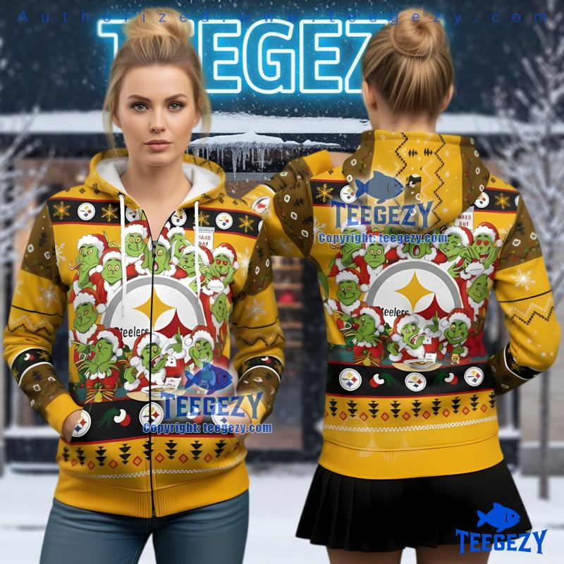 Pittsburgh Steelers Dr Seuss Grinchmas Ugly Christmas 3D Hoodie