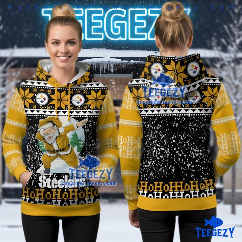 Pittsburgh Steelers Funny Dabbing Santa Ugly 3D Hoodie Yellow Black
