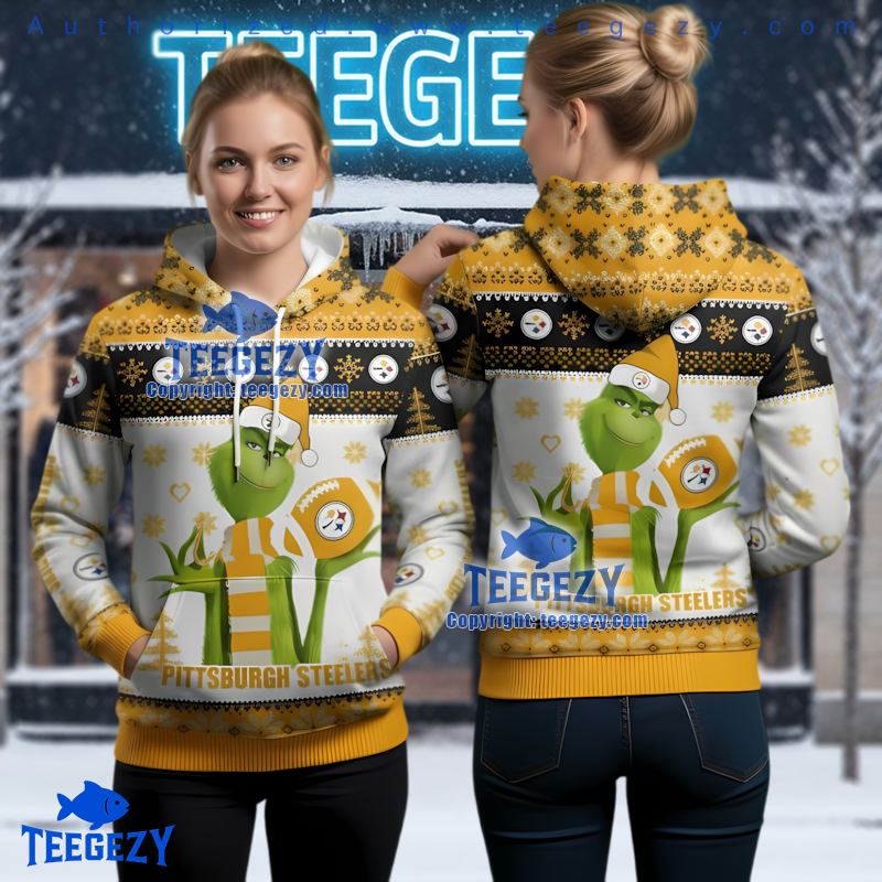 Pittsburgh Steelers Grinch Ugly Christmas 3D Hoodie Black Yellow Holiday Gift