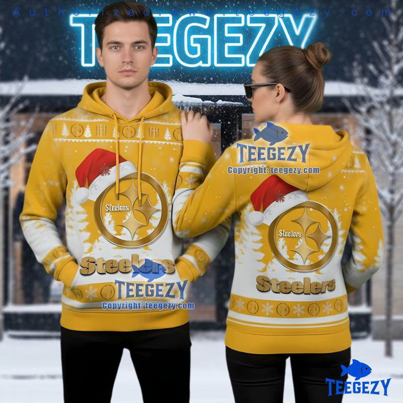 Pittsburgh Steelers Logo Santa Hat Ugly Christmas 3D Hoodie