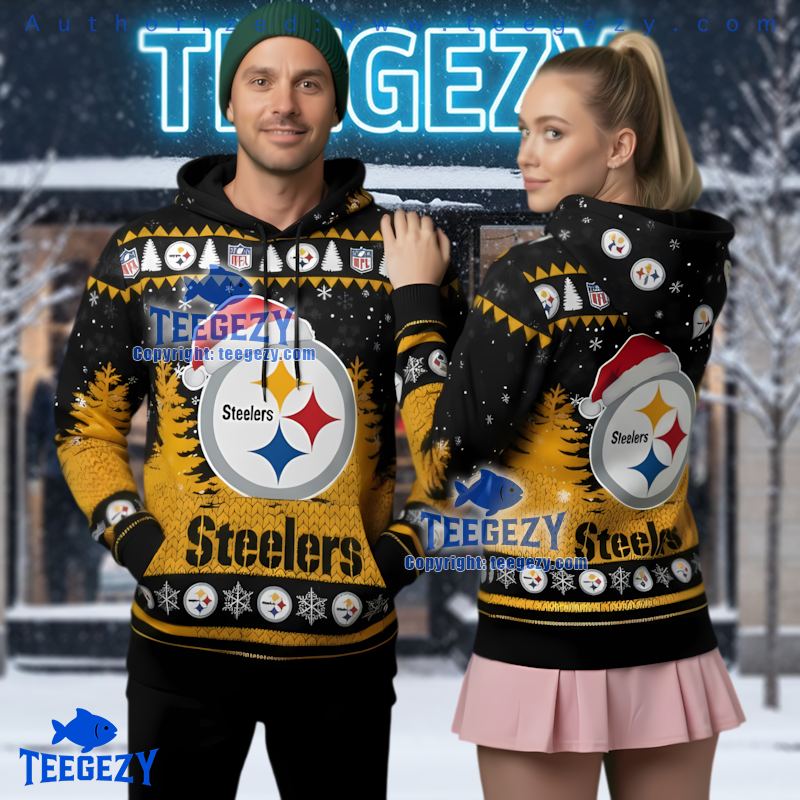 Pittsburgh Steelers Logo Ugly Christmas 3D Hoodie Nfl Fan Gift