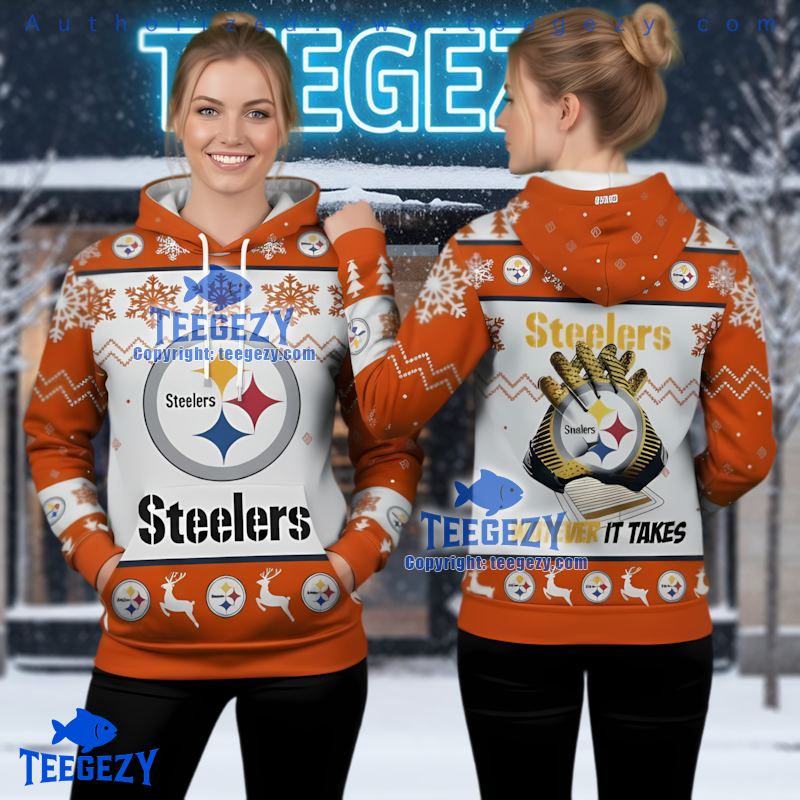 Pittsburgh Steelers Minions Ugly Christmas 3D Zip Up Hoodie Yellow