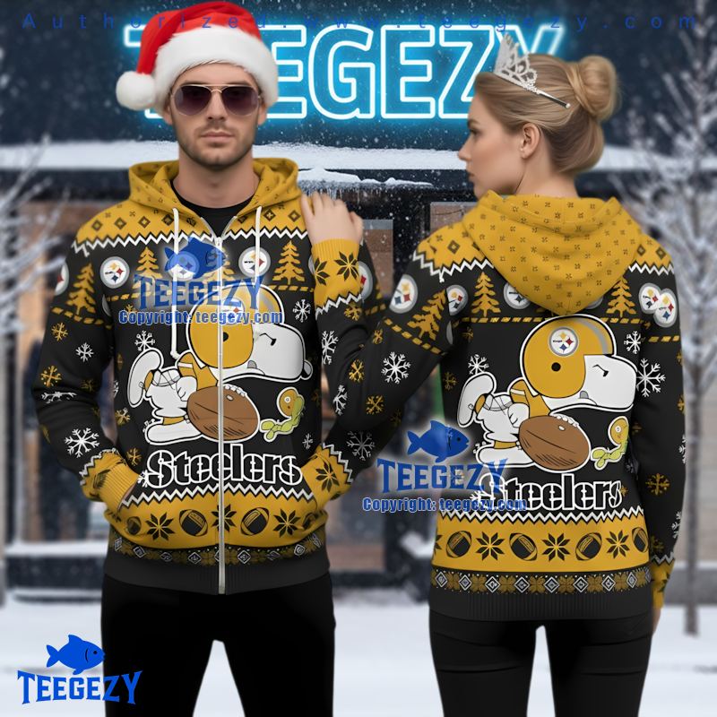 Pittsburgh Steelers Peanuts Snoopy Football Ugly Christmas 3D Hoodie