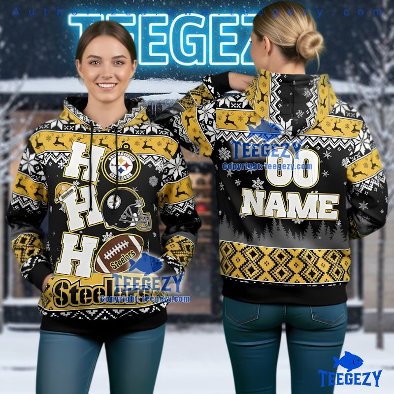 Pittsburgh Steelers Personalized Ho Ho Ho Ugly Christmas 3D Hoodie