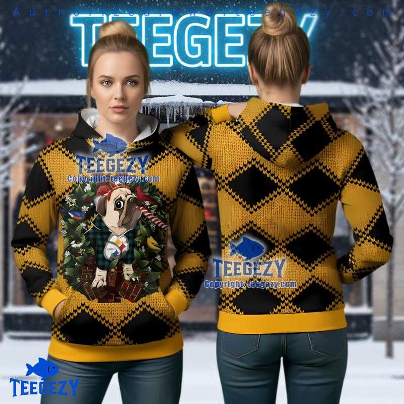 Pittsburgh Steelers Skull Candy Cane Ugly Christmas 3D Hoodie Pittsburgh Steelers Skull Candy Cane Ugly Christmas 3D Hoodie