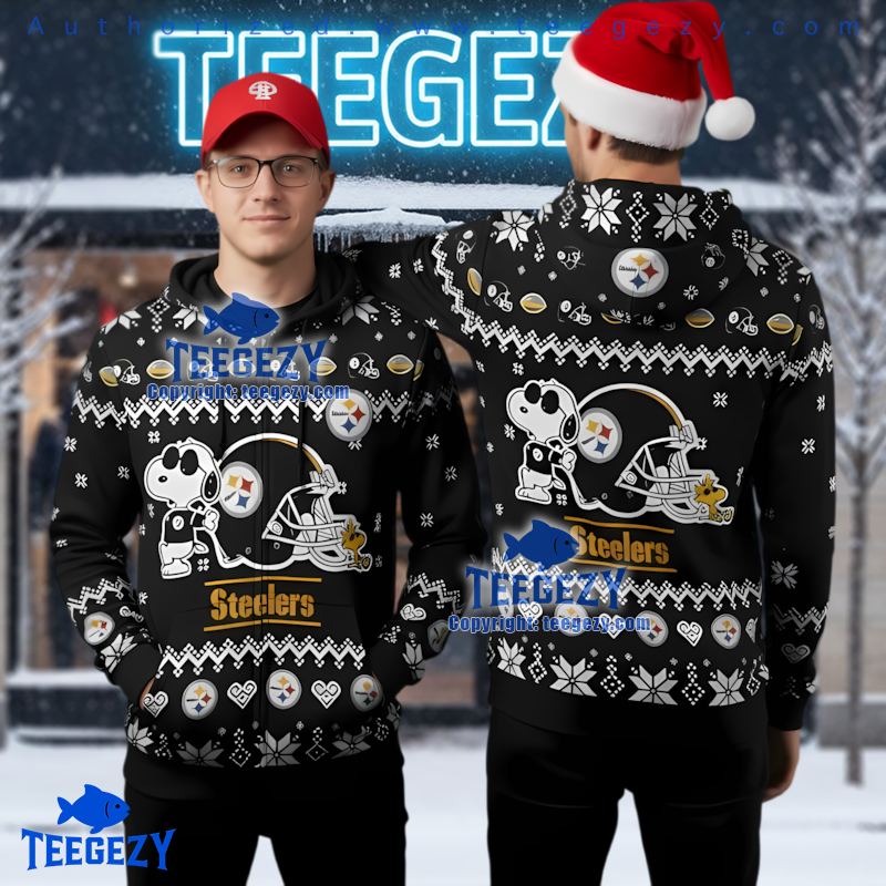 Pittsburgh Steelers Snoopy Helmet Ugly Christmas 3D Hoodie
