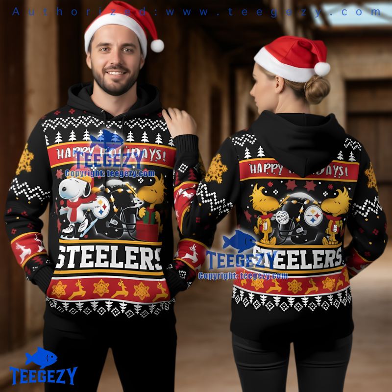 Pittsburgh Steelers Snoopy Woodstock Ugly Christmas 3D Hoodie Pittsburgh Steelers Snoopy Woodstock Ugly Christmas 3D Hoodie