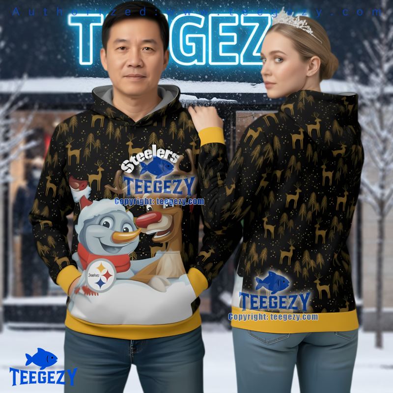 Pittsburgh Steelers Snowman Reindeer Ugly Christmas 3D Hoodie