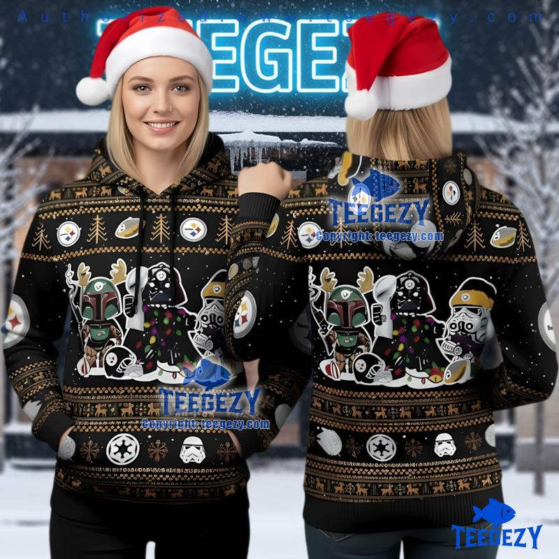 Pittsburgh Steelers Star Wars Ugly Christmas 3D Hoodie Darth Vader Boba Fett