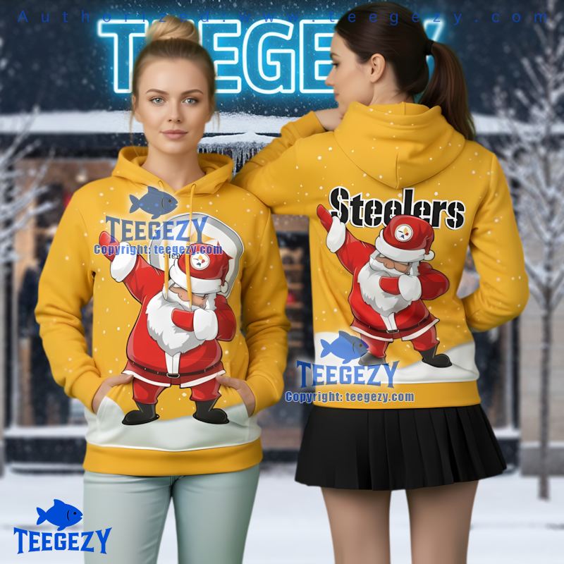Pittsburgh Steelers Yellow Dab Santa Ugly Christmas 3D Hoodie